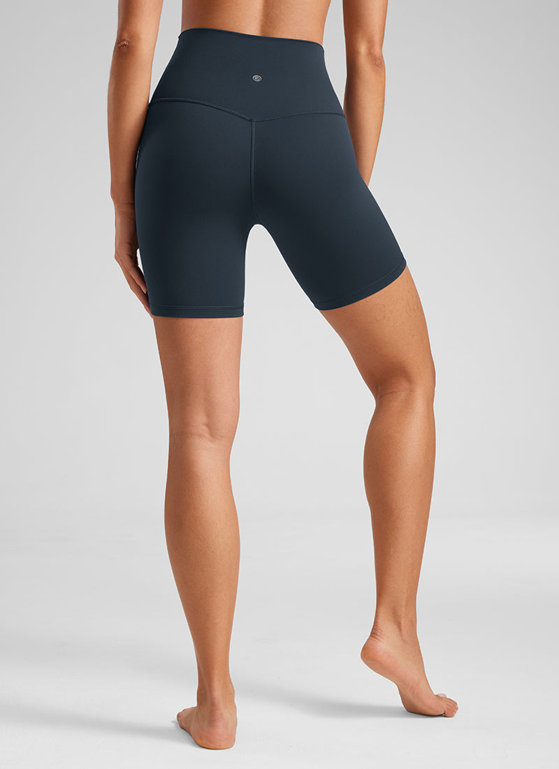 Seluar Pendek Biker Yoga Tinggi CRZ YOGA Wanita Butterluxe Seluar Pendek 6'' Biru Laut Sejati