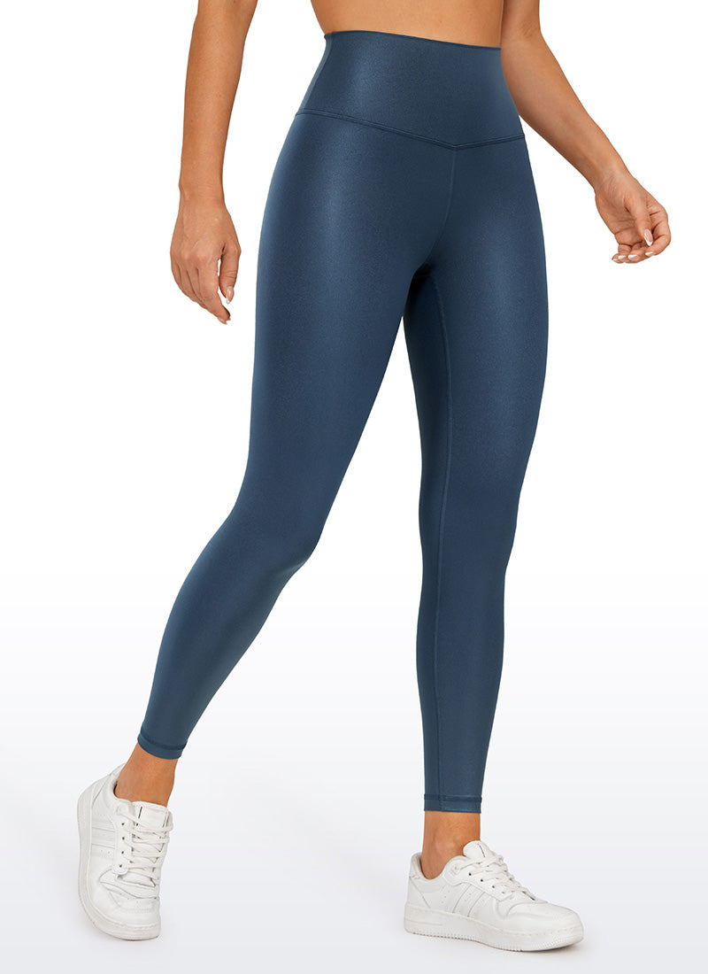 Seluar Legging Kulit Tiruan Matte Butterluxe Wanita CRZ YOGA 64 cm Corak Klasik Navy Perancis