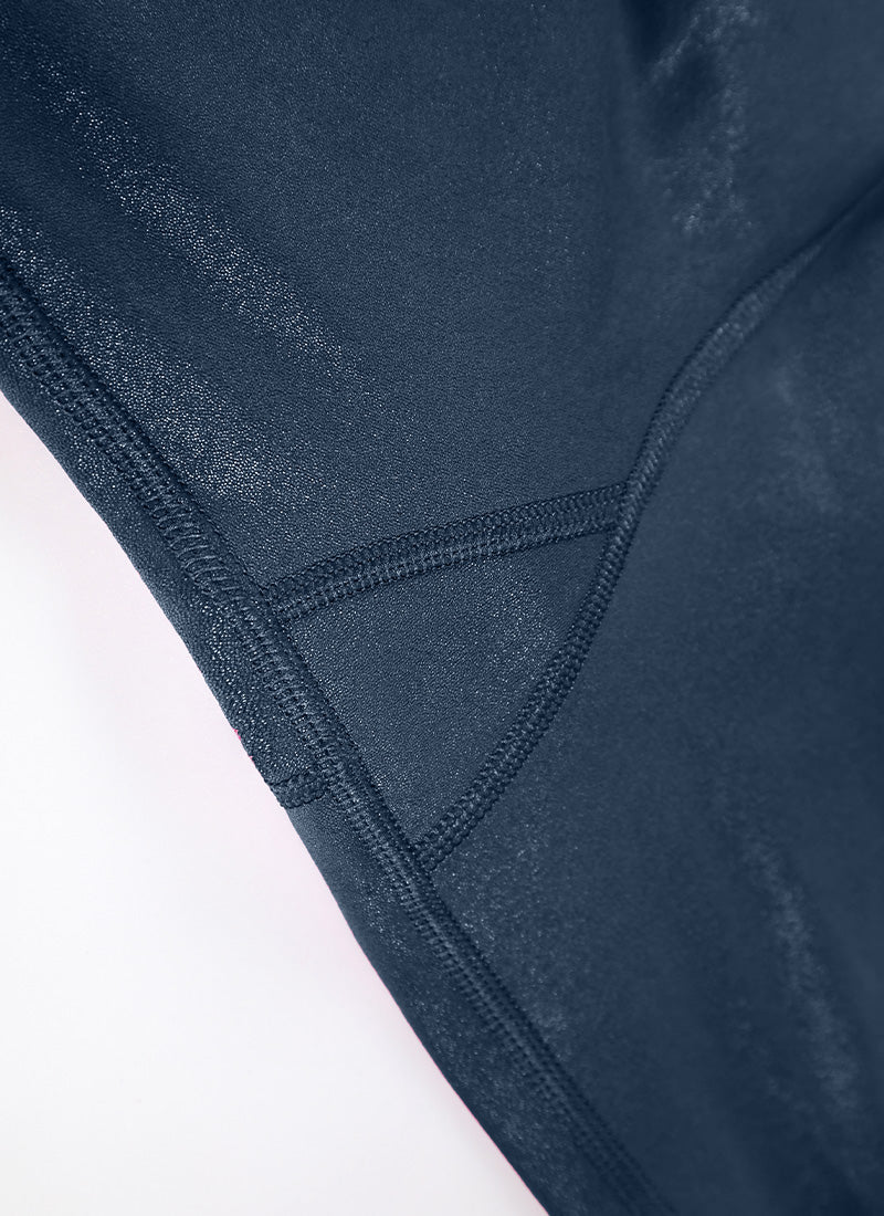 Seluar Legging Kulit Tiruan Matte Butterluxe Wanita CRZ YOGA 64 cm Corak Klasik Navy Perancis