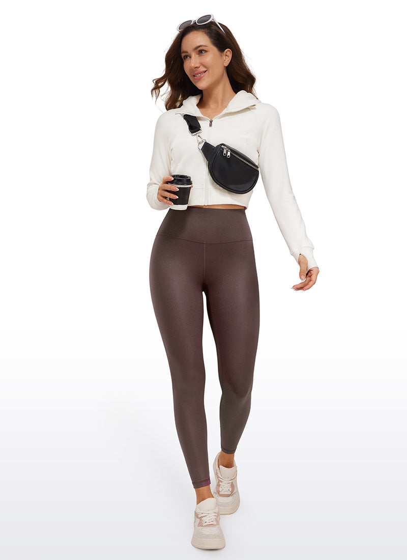 CRZ YOGA Wanita Butterluxe Seluar Legging Kulit Tiruan Matte Corak Klasik Taupe 25''