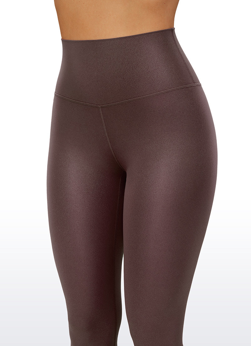 CRZ YOGA Wanita Butterluxe Seluar Legging Kulit Tiruan Matte Corak Klasik Taupe 25''