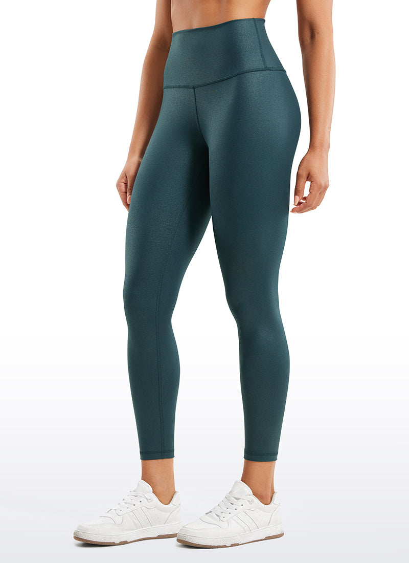 CRZ YOGA Wanita Butterluxe Legging Kulit Tiruan Matte Corak Kerajang Hijau Tua Hutan 25''