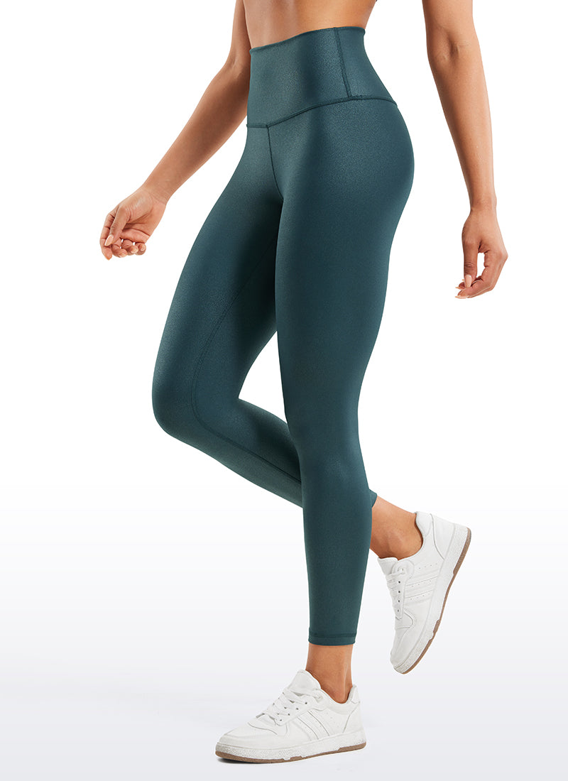 CRZ YOGA Wanita Butterluxe Legging Kulit Tiruan Matte Corak Kerajang Hijau Tua Hutan 25''