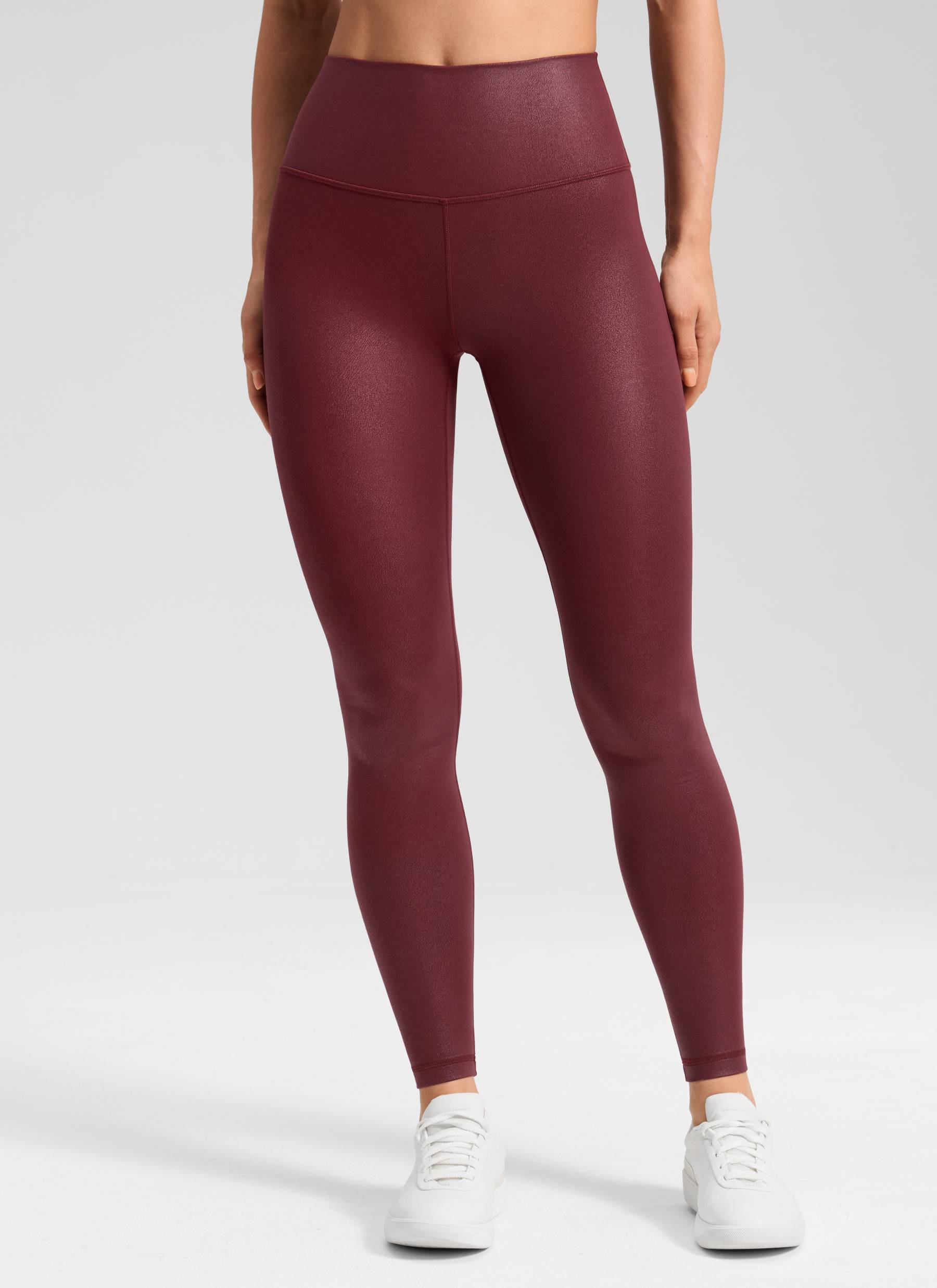 CRZ YOGA Wanita Butterluxe Legging Kulit Tiruan Matte Corak Kerajang Merlot Merah 28'