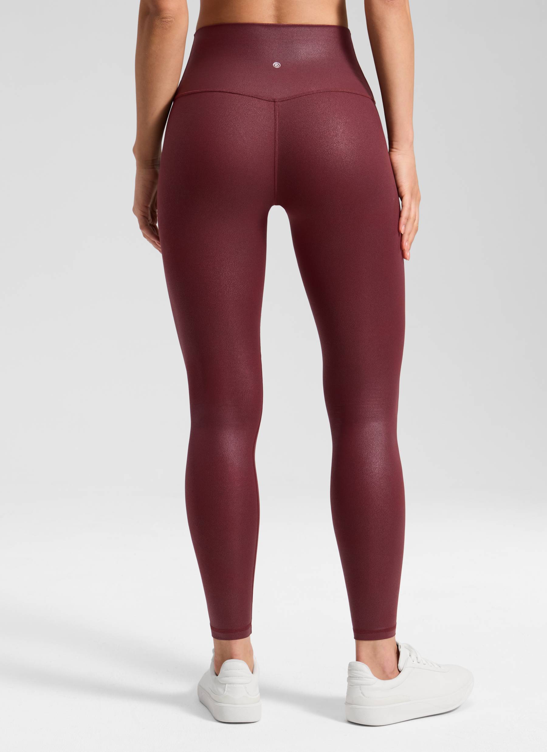 CRZ YOGA Wanita Butterluxe Legging Kulit Tiruan Matte Corak Kerajang Merlot Merah 28'