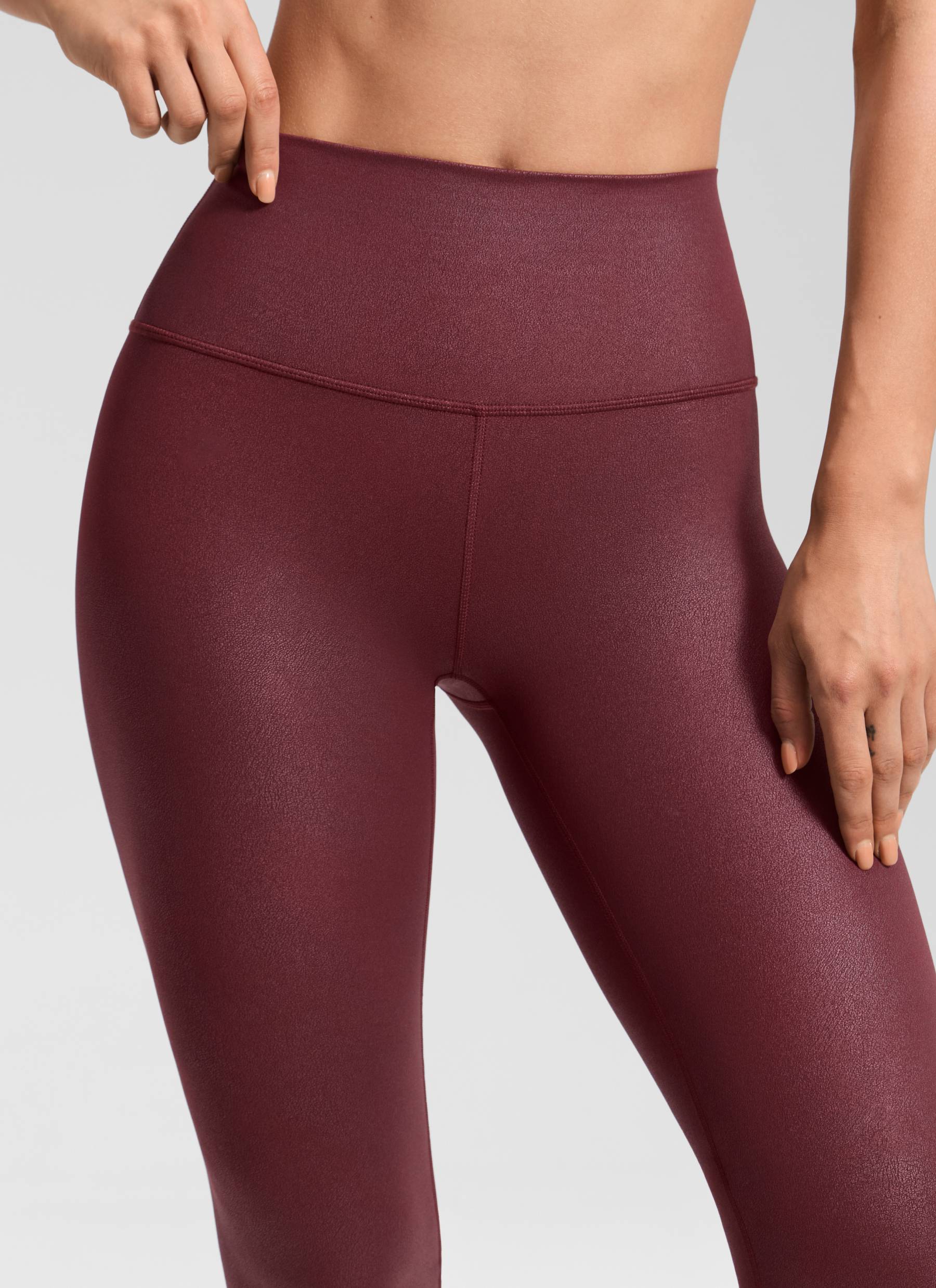 CRZ YOGA Wanita Butterluxe Legging Kulit Tiruan Matte Corak Kerajang Merlot Merah 28'