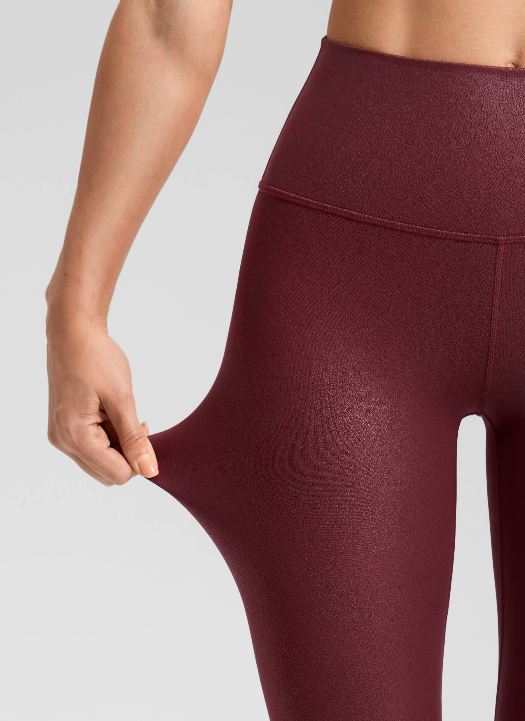 CRZ YOGA Wanita Butterluxe Legging Kulit Tiruan Matte Corak Kerajang Merlot Merah 28'