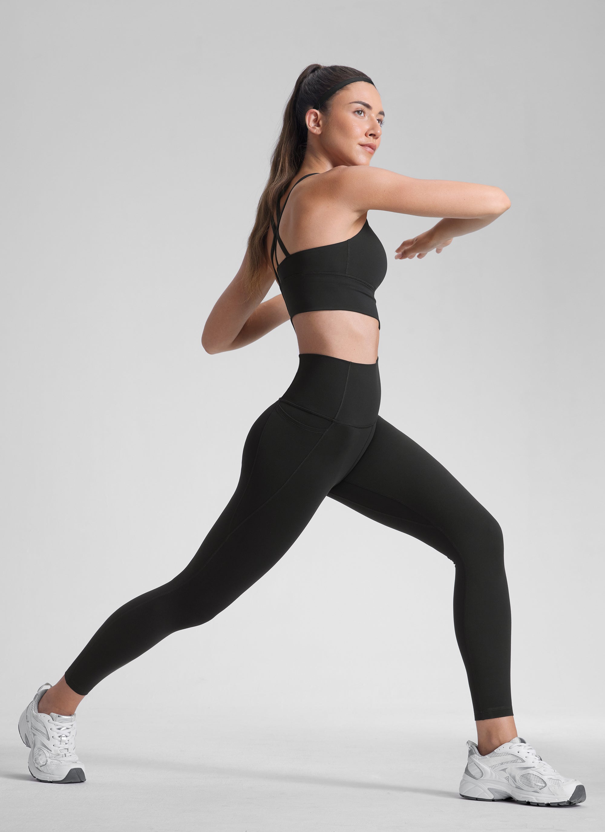 Ruang Istirehat Yoga Wanita CRZ YOGA Bertingkat Tinggi Butterluxe Seluar Legging Poket 25'' Hitam