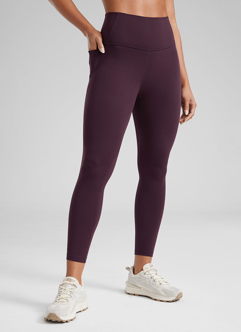 CRZ YOGA Yoga Lounge Wanita Bertingkat Tinggi Butterluxe Legging Poket 25'' Ungu Tua