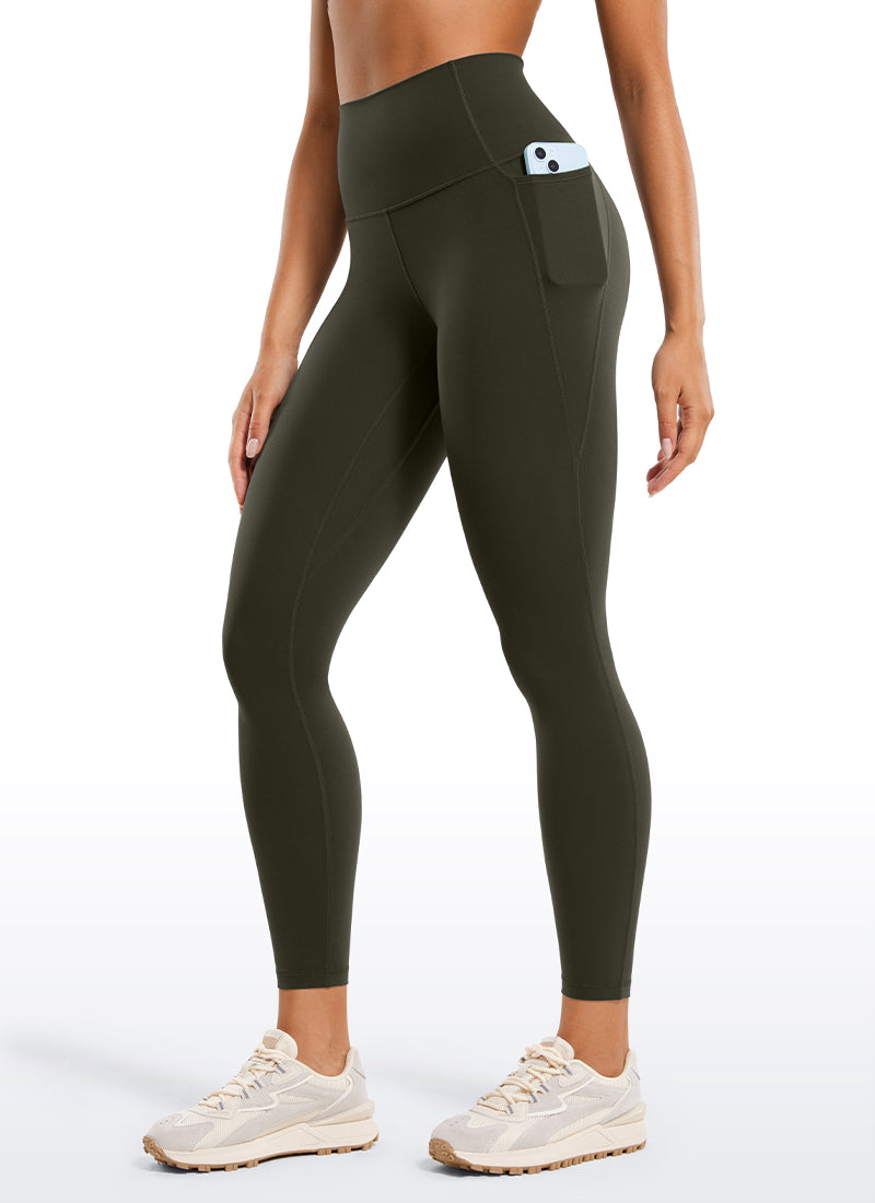 Ruang Istirehat Yoga Wanita CRZ YOGA Bertingkat Tinggi Butterluxe Seluar Legging Poket 25'' Hijau Zaitun