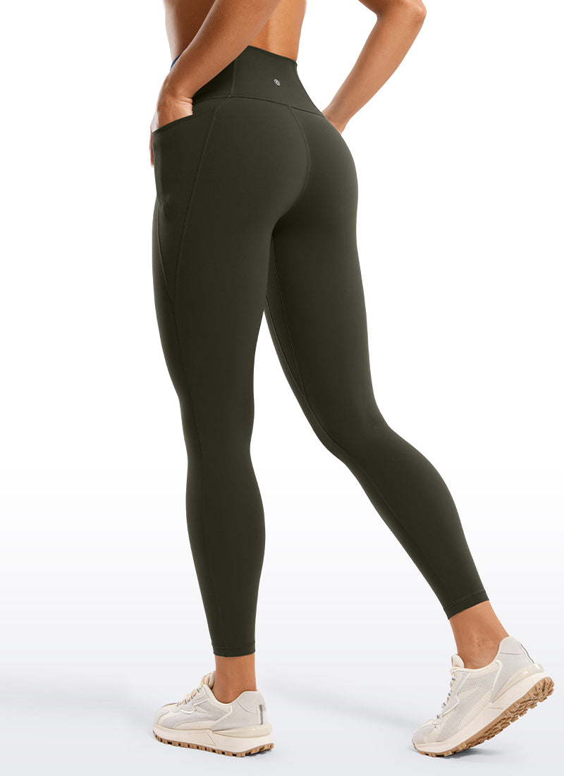 Ruang Istirehat Yoga Wanita CRZ YOGA Bertingkat Tinggi Butterluxe Seluar Legging Poket 25'' Hijau Zaitun