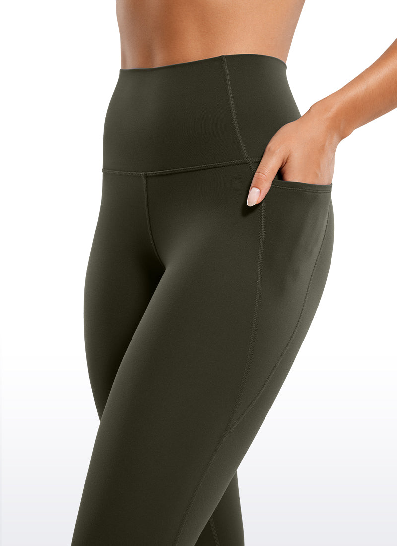 Ruang Istirehat Yoga Wanita CRZ YOGA Bertingkat Tinggi Butterluxe Seluar Legging Poket 25'' Hijau Zaitun