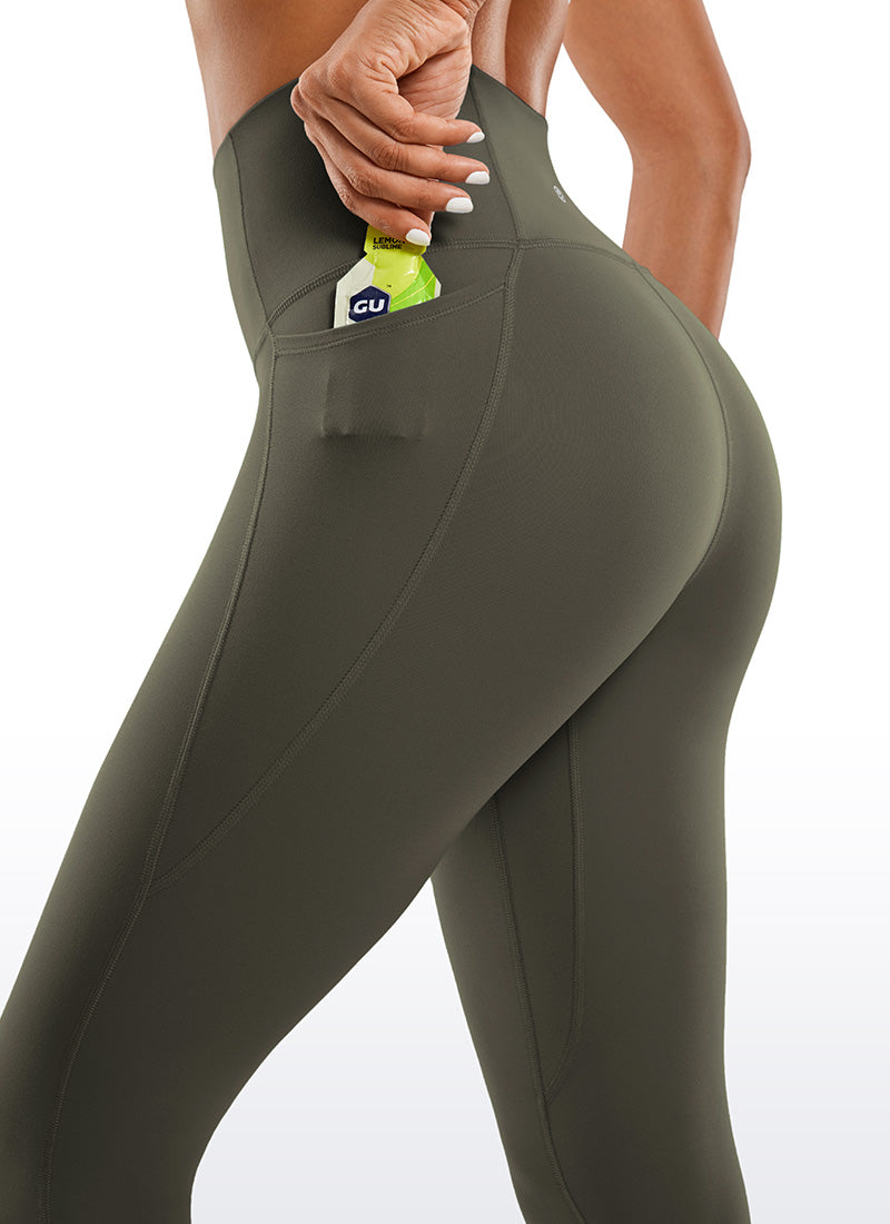 Ruang Istirehat Yoga Wanita CRZ YOGA Bertingkat Tinggi Butterluxe Legging Poket 25'' Hijau Tentera Muda