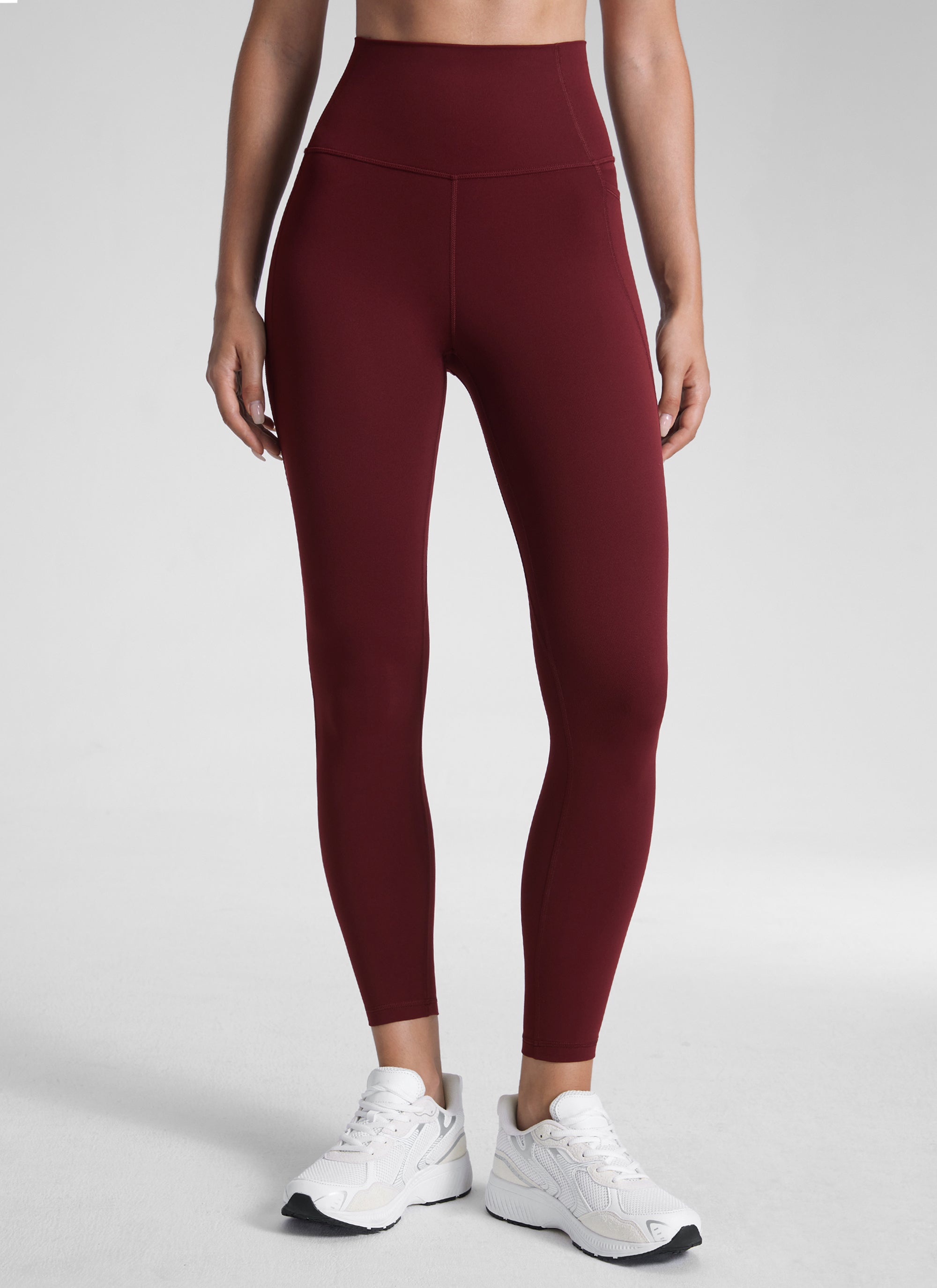 Ruang Istirehat Yoga Wanita CRZ YOGA Bertingkat Tinggi Butterluxe Seluar Legging Poket Merlot Merah 25''