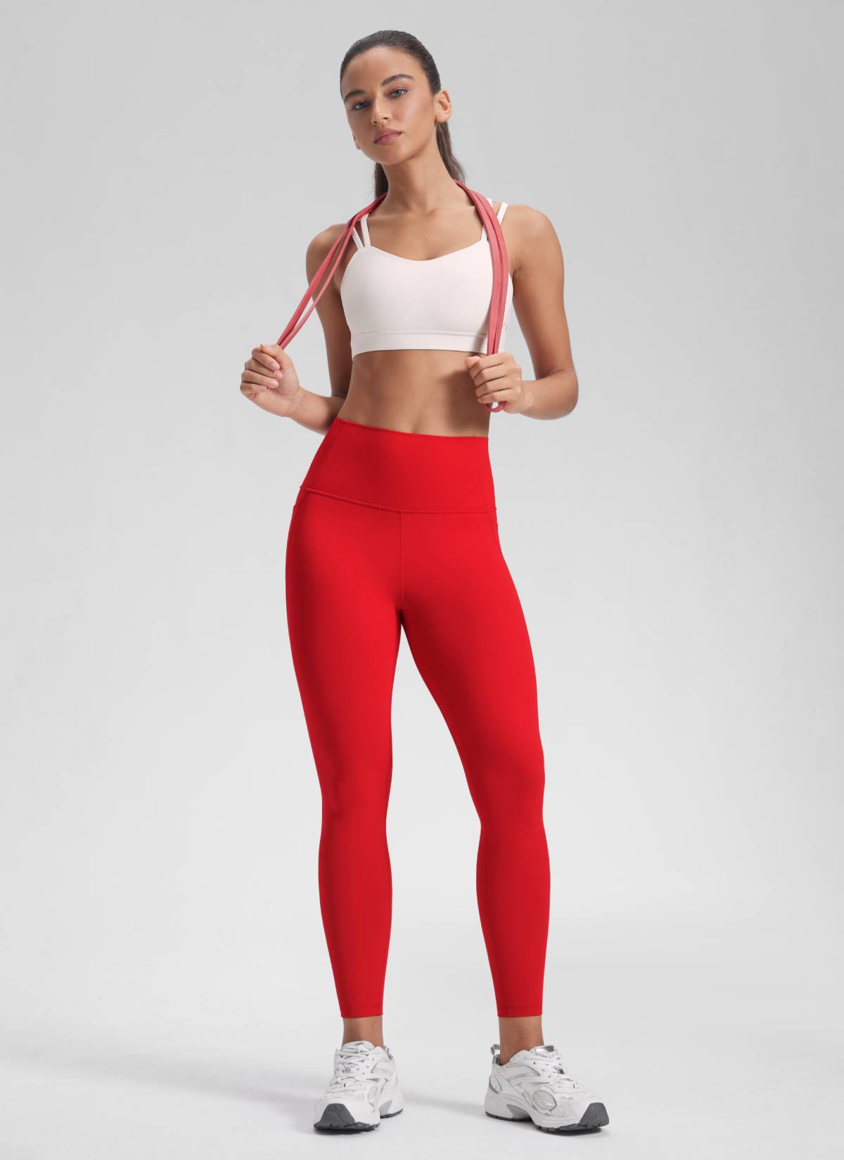 CRZ YOGA Yoga Lounge Wanita Bertingkat Tinggi Butterluxe Seluar Legging Poket 25'' Cili Merah