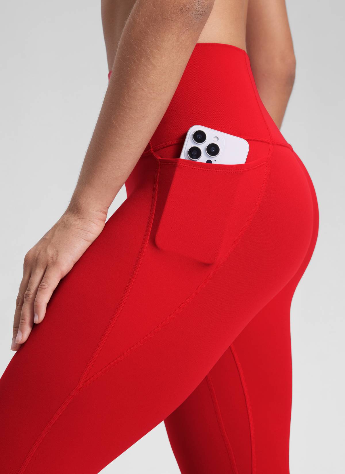 CRZ YOGA Yoga Lounge Wanita Bertingkat Tinggi Butterluxe Seluar Legging Poket 25'' Cili Merah
