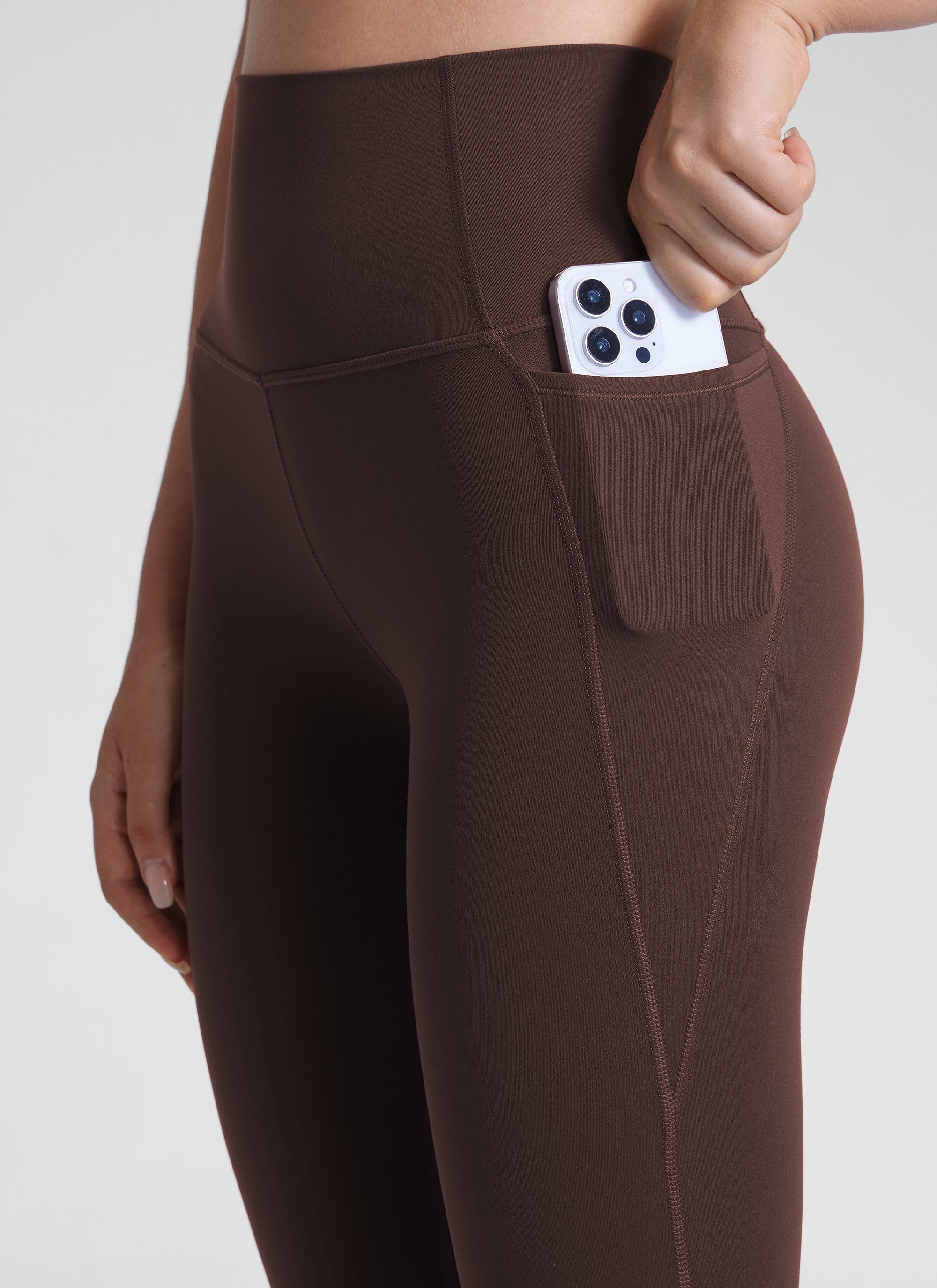 Ruang Istirehat Yoga Wanita CRZ YOGA Bertingkat Tinggi Butterluxe Legging Poket 25'' Coklat Fudge Panas