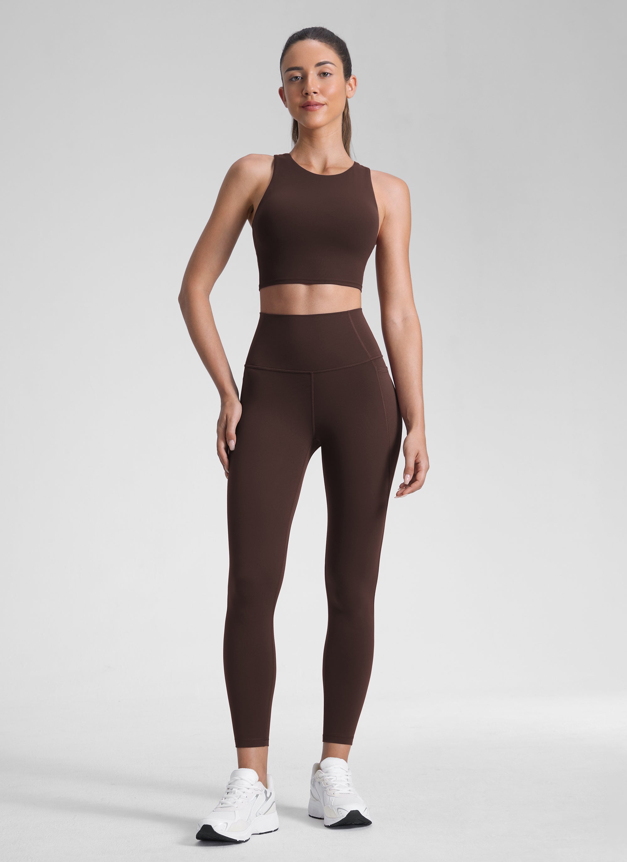 Ruang Istirehat Yoga Wanita CRZ YOGA Bertingkat Tinggi Butterluxe Legging Poket 25'' Coklat Fudge Panas