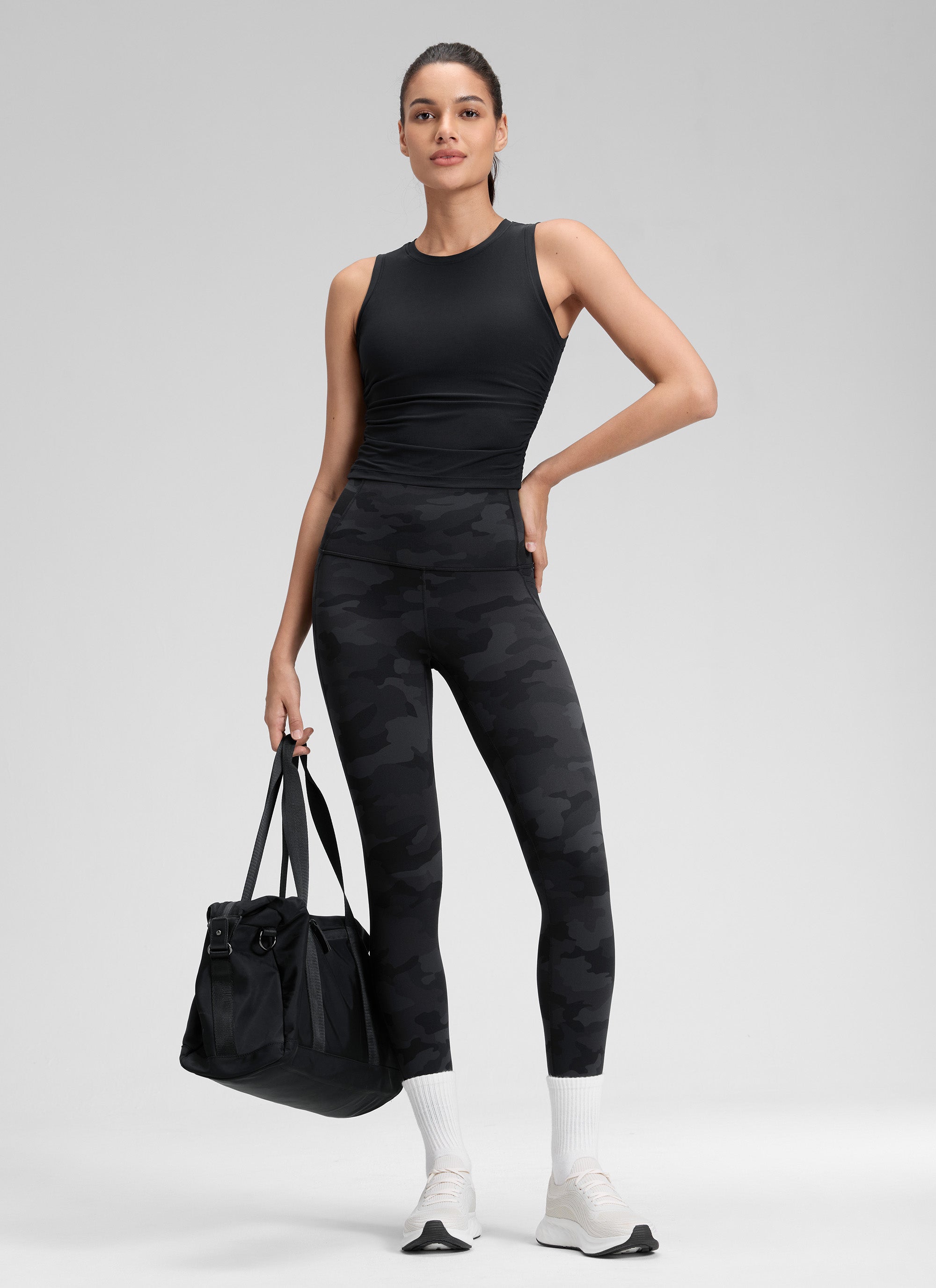 Ruang Istirehat Yoga Wanita CRZ YOGA Bertingkat Tinggi Butterluxe Legging Poket 25'' Penyamaran Kelabu Gelap 2