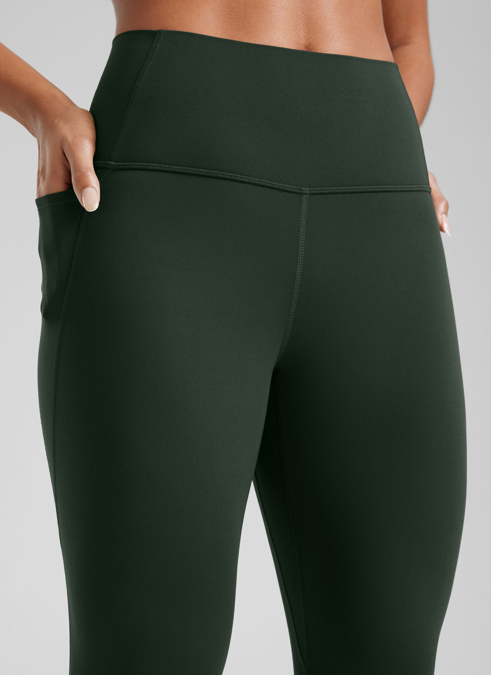 Ruang Istirehat Yoga Wanita CRZ YOGA Bertingkat Tinggi Butterluxe Seluar Legging Poket 25'' Hijau Legenda