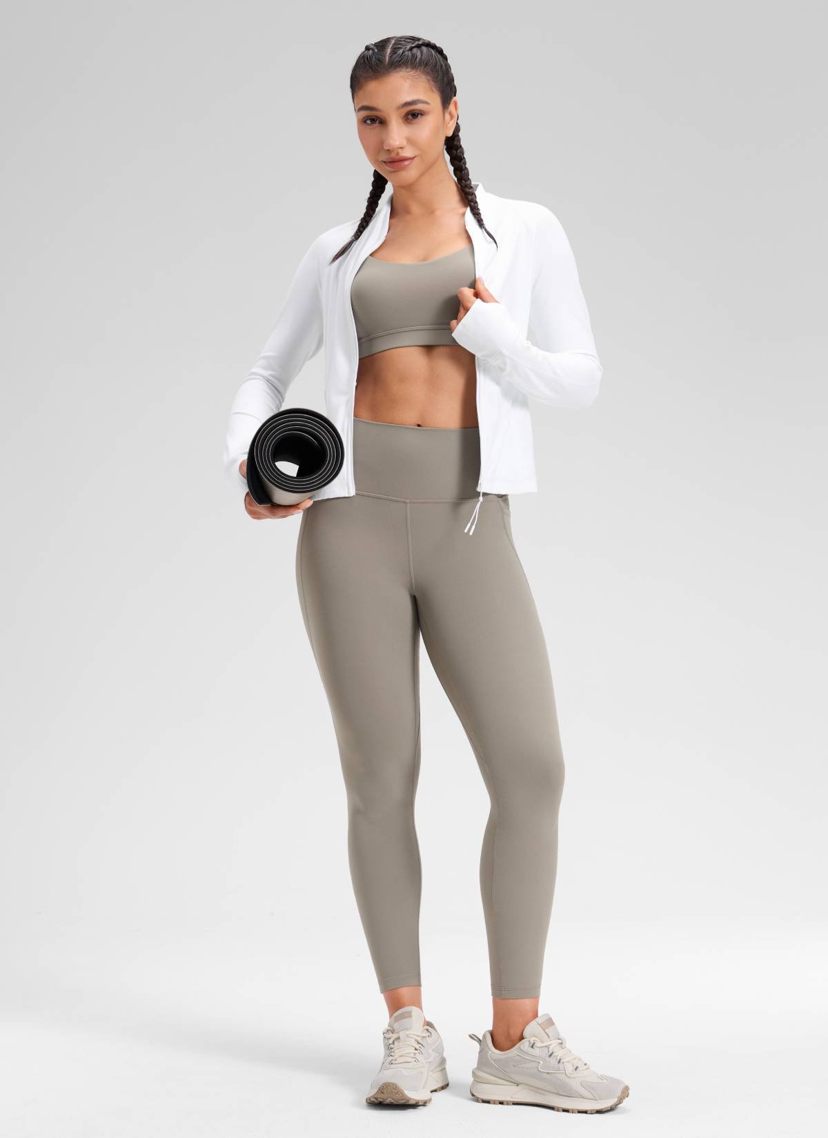 Ruang Istirehat Yoga Wanita CRZ YOGA Bertingkat Tinggi Butterluxe Legging Poket 25'' Kelabu Abu Hangat