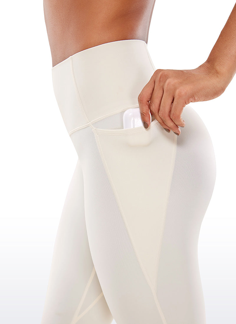 Seluar Legging Capri Berpoket Pinggang Tinggi Butterluxe Wanita CRZ YOGA 48 cm Aprikot Putih