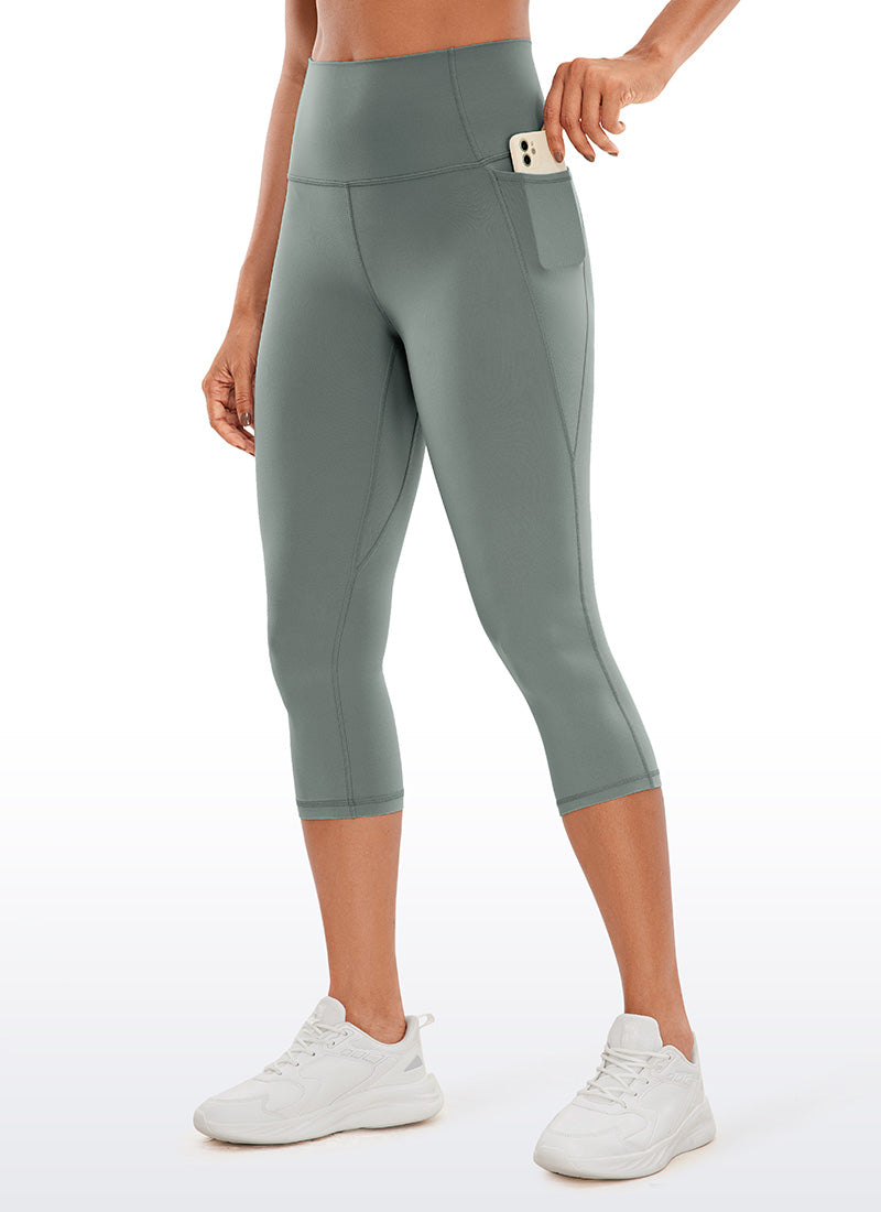 Seluar Legging Capri Berpoket Pinggang Tinggi Butterluxe Wanita CRZ YOGA 48 cm Kelabu Sage