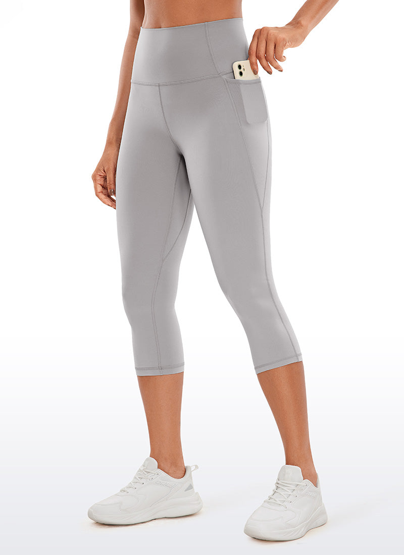 Seluar Legging Capri Berpoket Pinggang Tinggi Butterluxe Wanita CRZ YOGA 48 cm Kelabu Gull