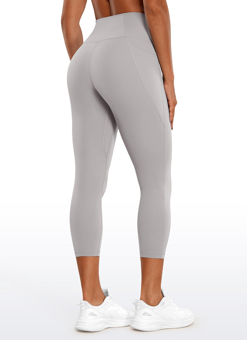 CRZ YOGA Wanita Butterluxe Legging Capri Poket Pinggang Tinggi 23'' Kelabu Gull