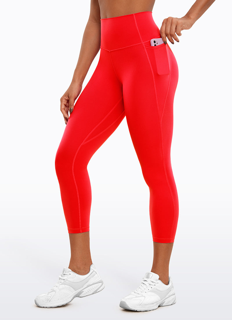 CRZ YOGA Wanita Butterluxe Legging Capri Poket Pinggang Tinggi 23'' Merah Tua
