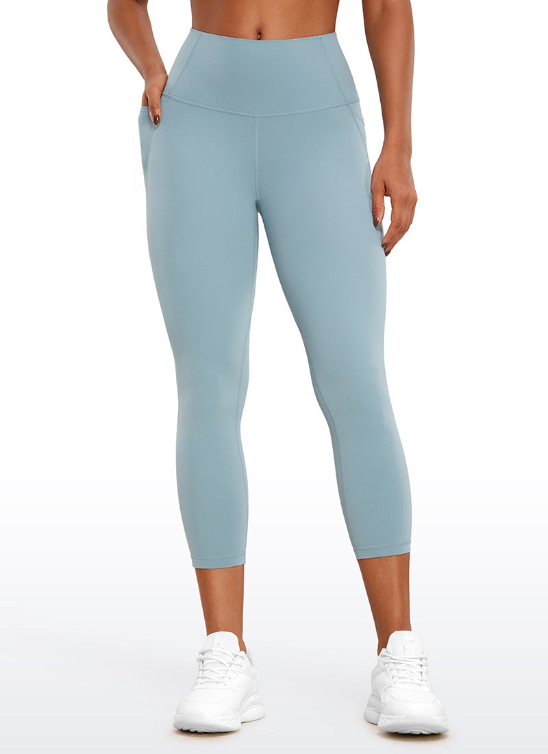 CRZ YOGA Wanita Butterluxe Legging Capri Poket Pinggang Tinggi 23'' Biru kelabu muda