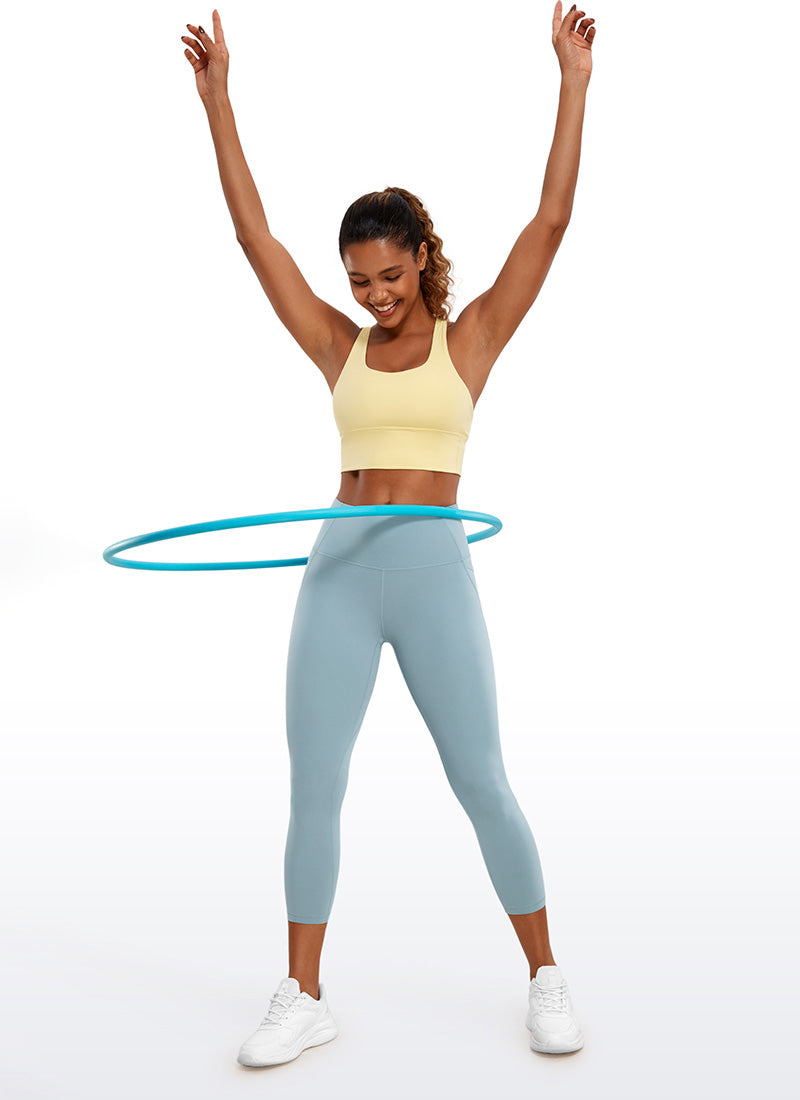CRZ YOGA Wanita Butterluxe Legging Capri Poket Pinggang Tinggi 23'' Biru kelabu muda