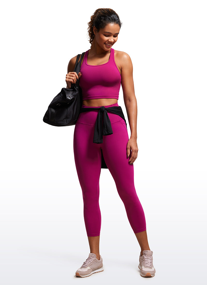 CRZ YOGA Wanita Butterluxe Seluar Legging Capri Poket Pinggang Tinggi 23'' Ungu Magenta