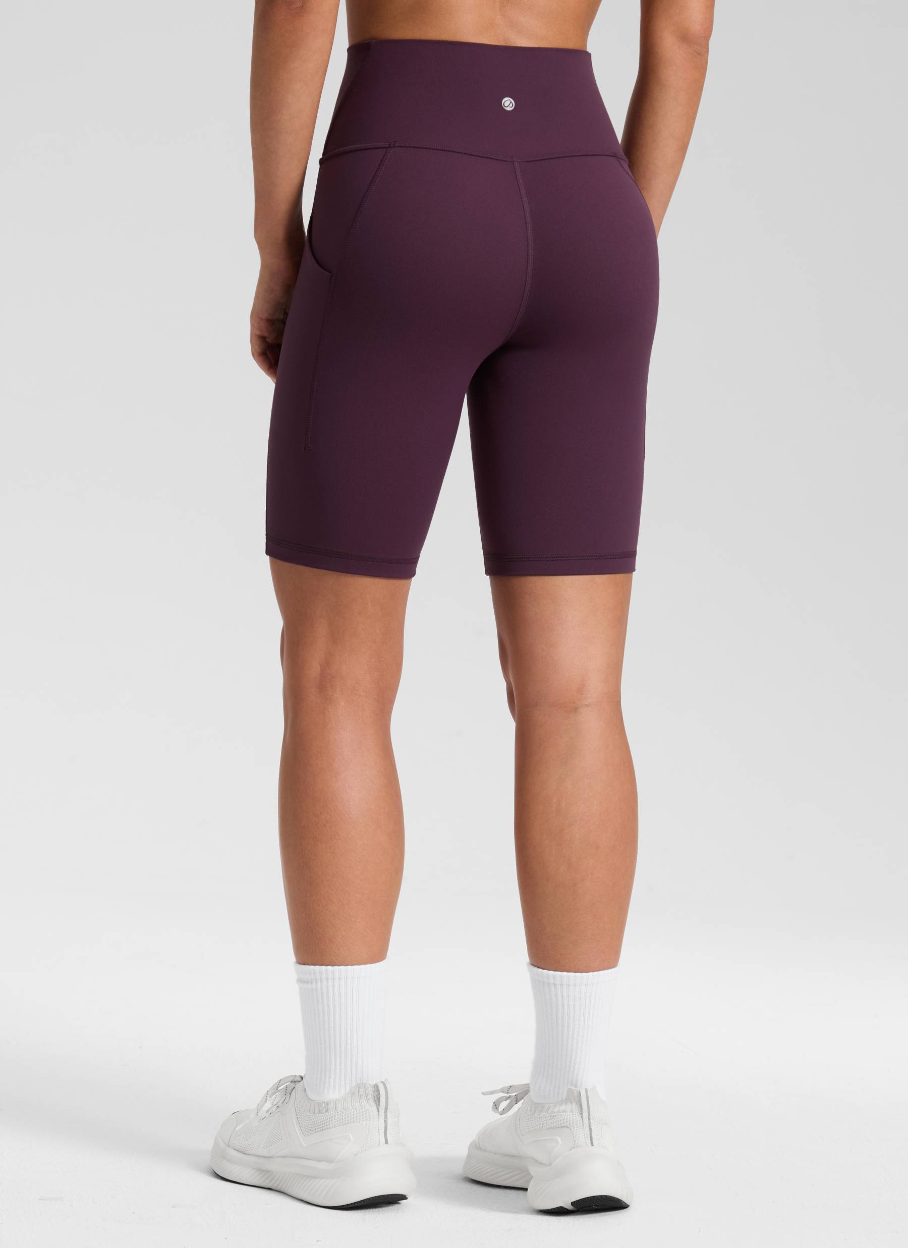 CRZ YOGA Yoga Wanita Bertingkat Tinggi Biker Butterluxe Seluar Pendek Poket 8'' Ungu Tua