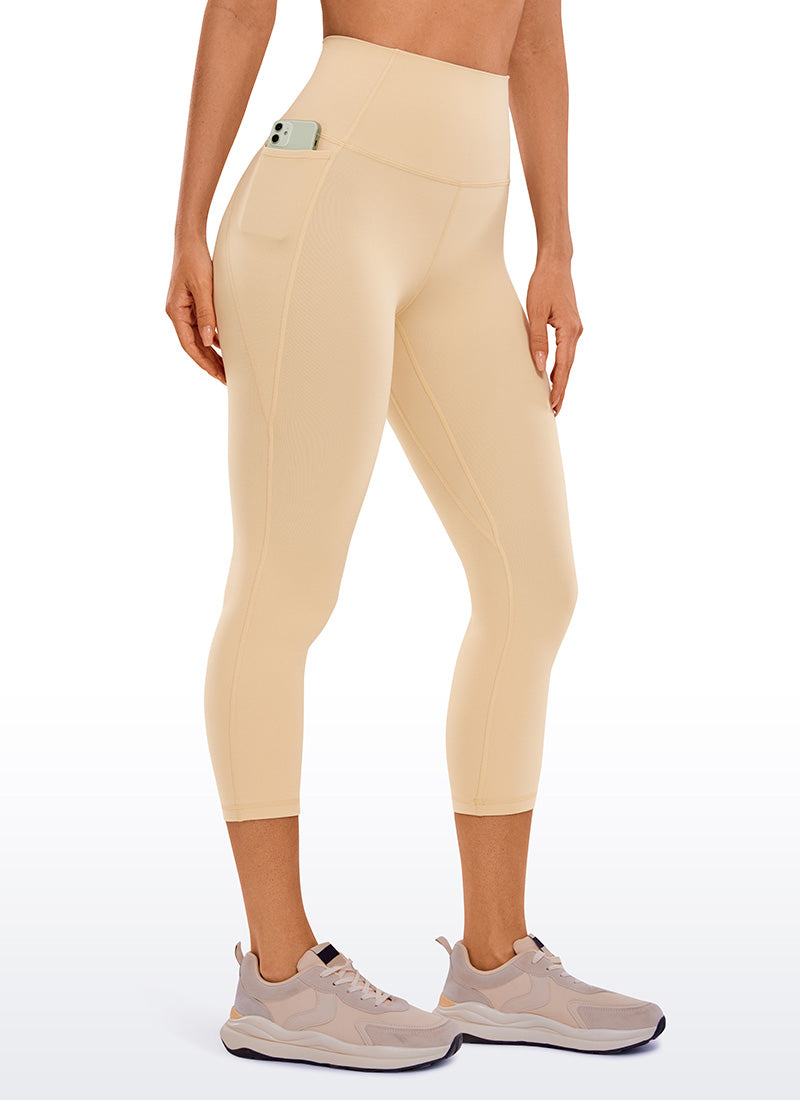 Seluar Capri Yoga Butterluxe Paras Pinggang Tinggi Berpoket 21'' Susu Milo Tan Wanita CRZ YOGA