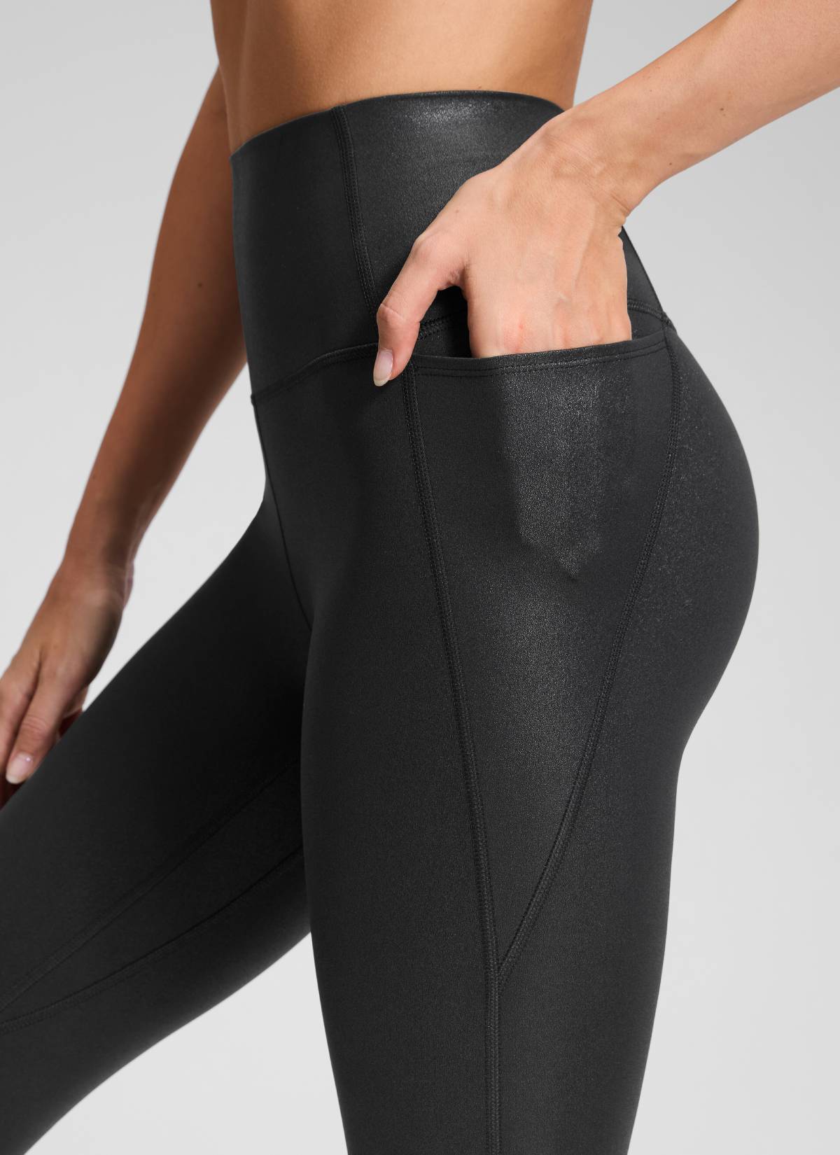 Seluar Capri Yoga Butterluxe Paras Pinggang Tinggi Berpoket 21'' Kulit Klasik Hitam Wanita CRZ YOGA