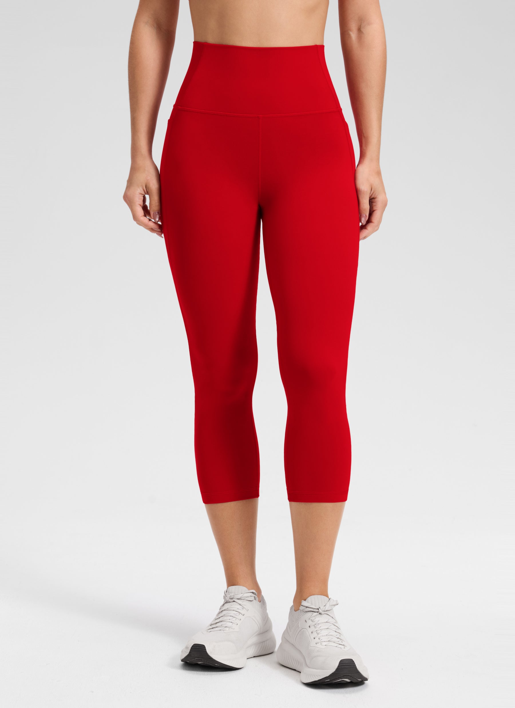 Seluar Capri Yoga Butterluxe Paras Pinggang Tinggi Berpoket 21'' Merah Cili Wanita CRZ YOGA