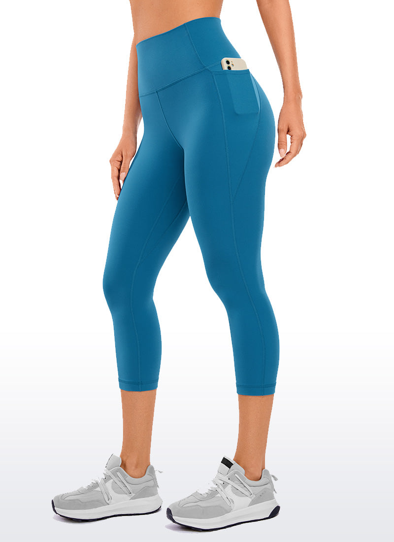 Seluar Capri Butterluxe Naik Tinggi Yoga dengan Poket Wanita CRZ YOGA 53 cm Super-sonic Blue