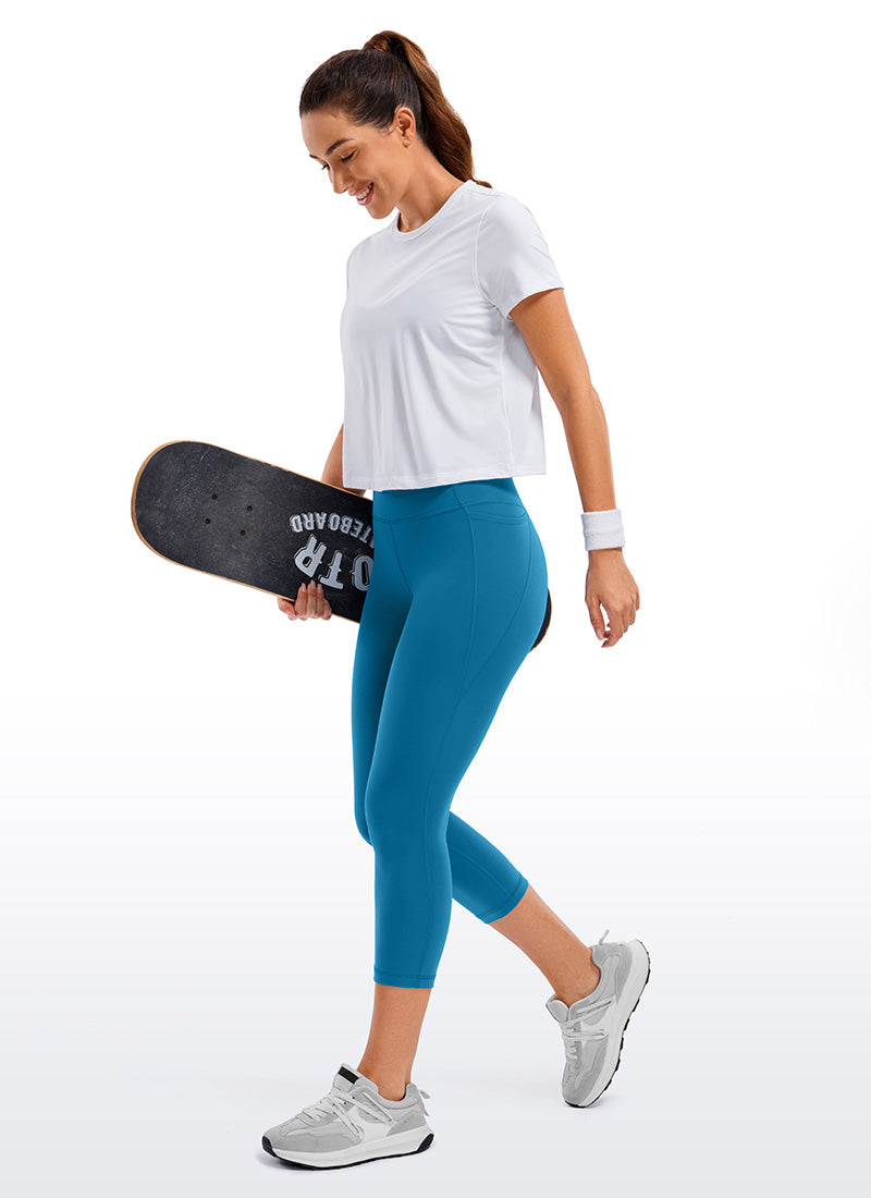 Seluar Capri Butterluxe Naik Tinggi Yoga dengan Poket Wanita CRZ YOGA 53 cm Super-sonic Blue