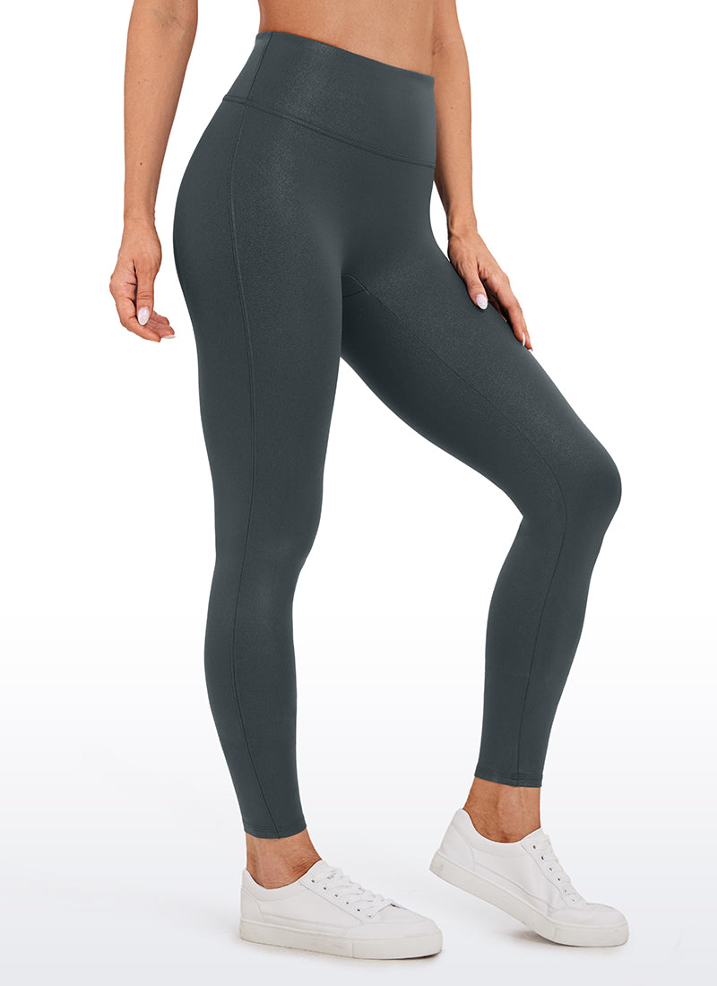 CRZ YOGA Wanita Butterluxe Legging Kulit Tiruan Matte Tanpa Jahitan Depan 26.5'' Melanite Classic
