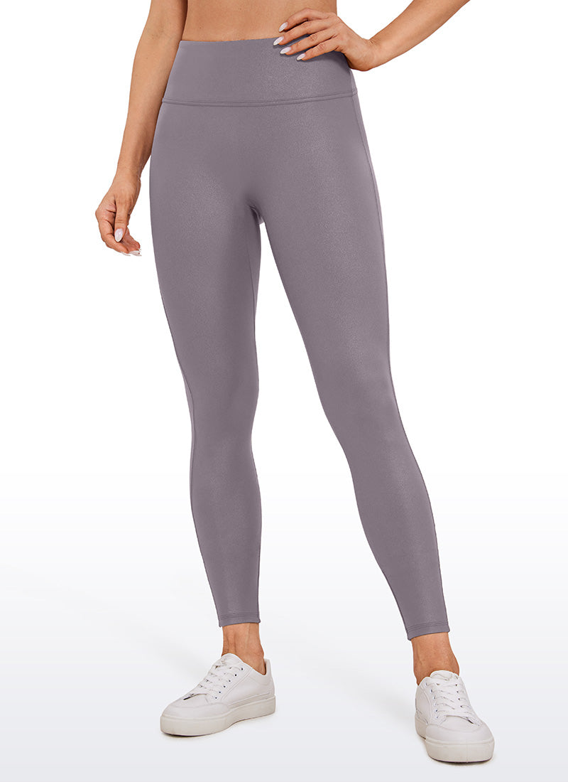 CRZ YOGA Wanita Butterluxe Seluar Legging Kulit Tiruan Matte Tanpa Jahitan Depan Corak Klasik Kelabu Tornado 26.5''