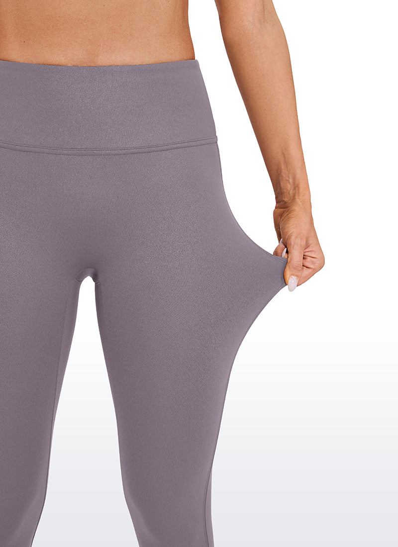 CRZ YOGA Wanita Butterluxe Seluar Legging Kulit Tiruan Matte Tanpa Jahitan Depan Corak Klasik Kelabu Tornado 26.5''