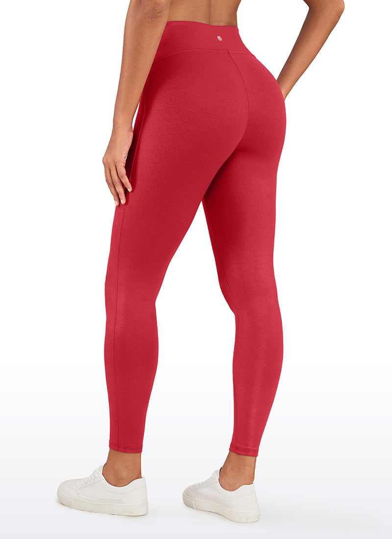 CRZ YOGA Wanita Butterluxe Seluar Legging Kulit Tiruan Matte Tanpa Jahitan Depan Corak Klasik Merah Delima 26.5''