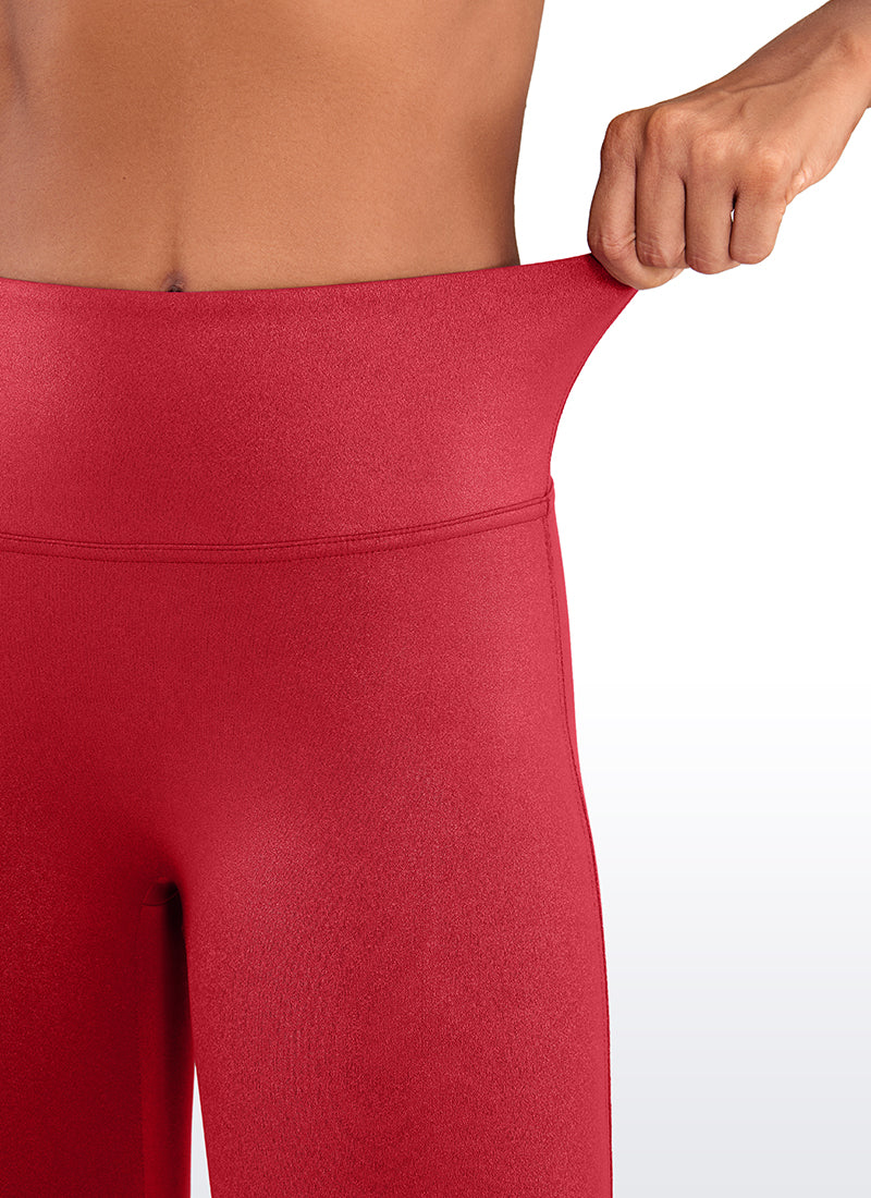 CRZ YOGA Wanita Butterluxe Seluar Legging Kulit Tiruan Matte Tanpa Jahitan Depan Corak Klasik Merah Delima 26.5''