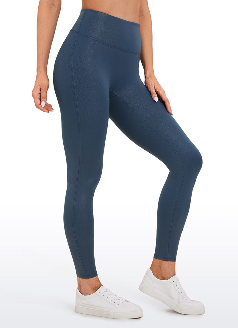 CRZ YOGA Wanita Butterluxe Legging Kulit Tiruan Matte Tanpa Jahitan Depan Corak Klasik 26.5'' Tentera Laut Perancis