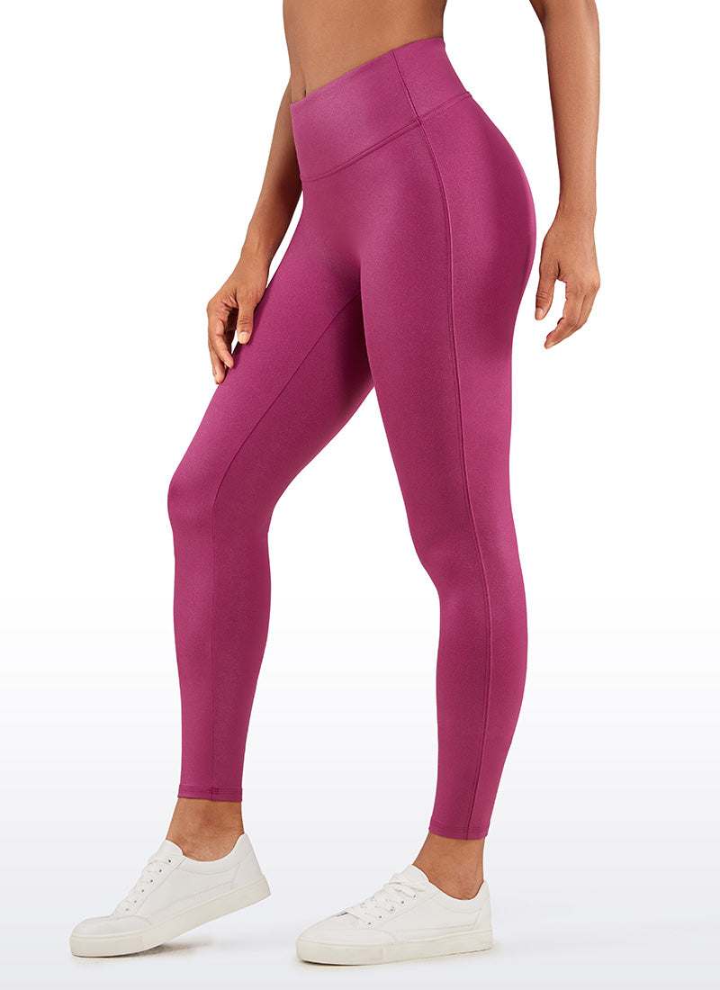 Seluar Legging Matte Kulit Tiruan Tanpa Jahitan Hadapan Butterluxe Wanita CRZ YOGA 67 cm Corak Klasik Ungu Magenta