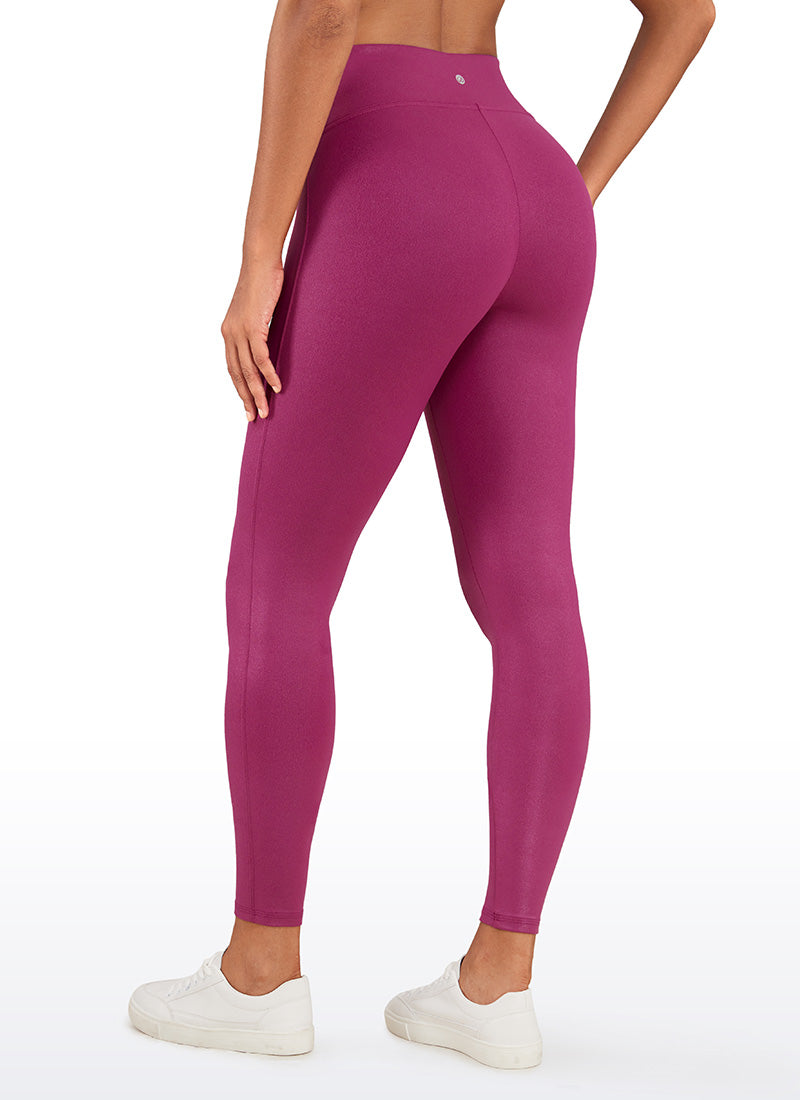 Seluar Legging Matte Kulit Tiruan Tanpa Jahitan Hadapan Butterluxe Wanita CRZ YOGA 67 cm Corak Klasik Ungu Magenta