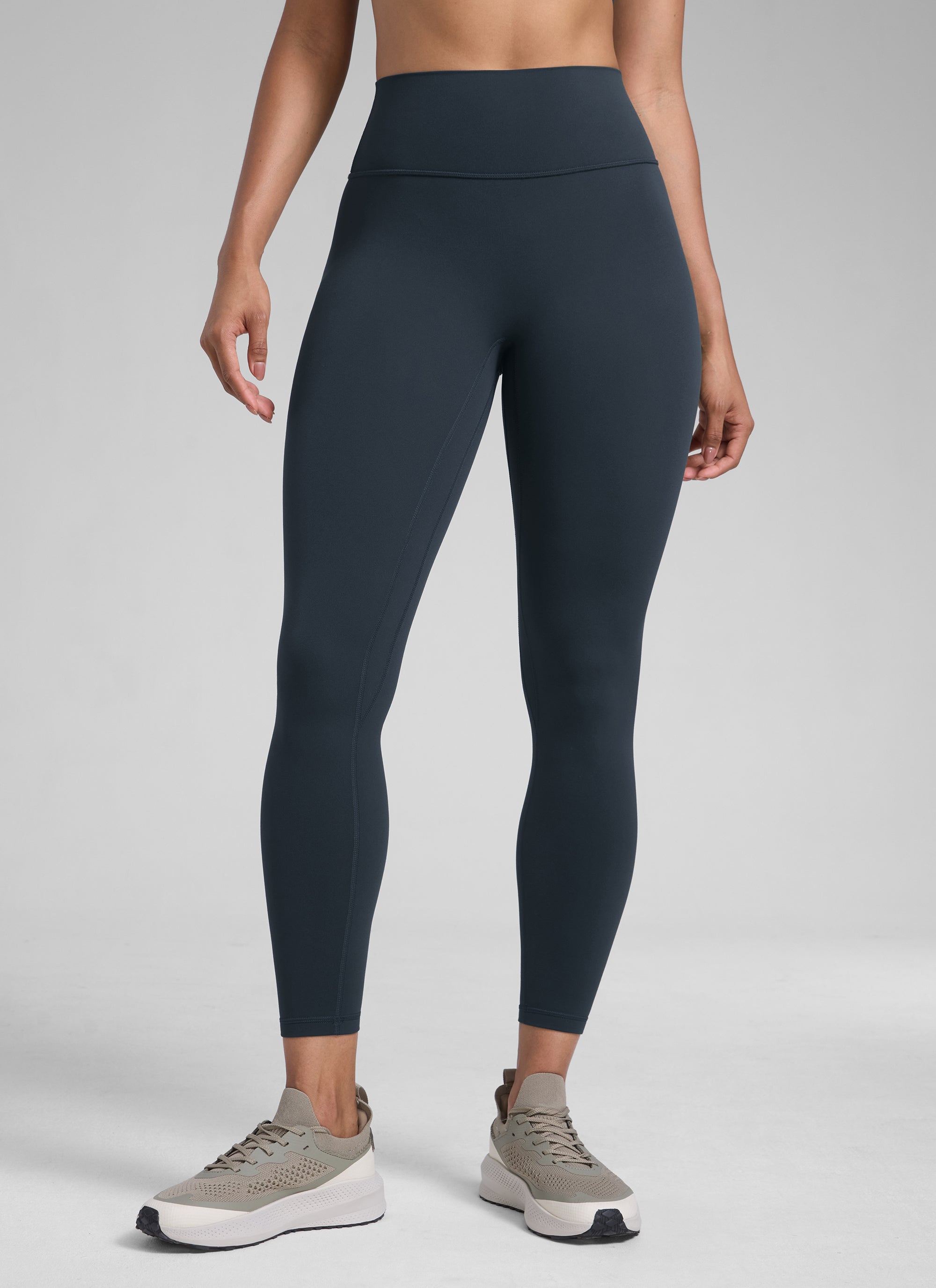 CRZ YOGA Wanita Butterlift Seluar Legging Punggung Berkedut Tinggi Tanpa Jahitan Depan Biru Laut Tulen
