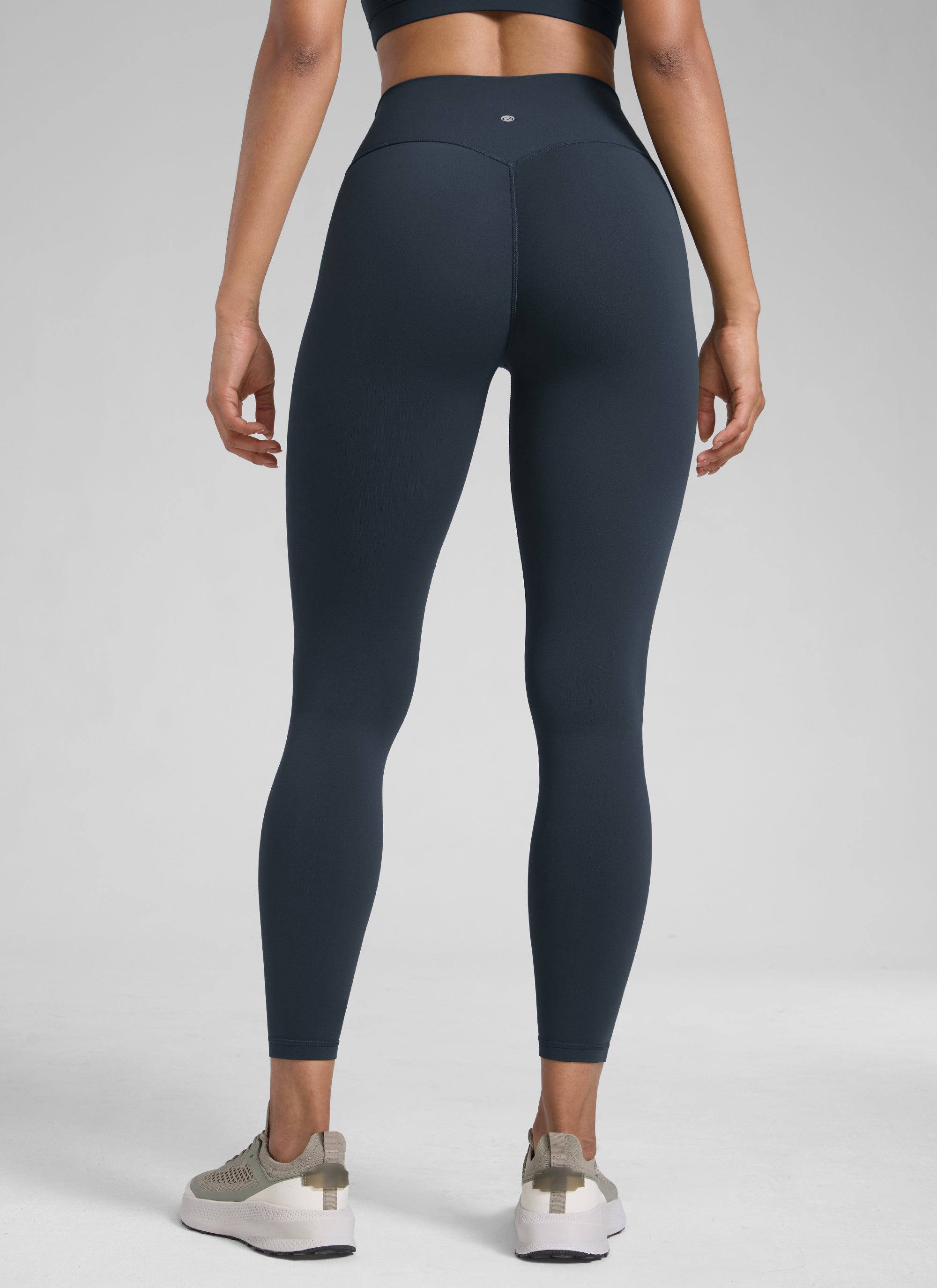 CRZ YOGA Wanita Butterlift Seluar Legging Punggung Berkedut Tinggi Tanpa Jahitan Depan Biru Laut Tulen