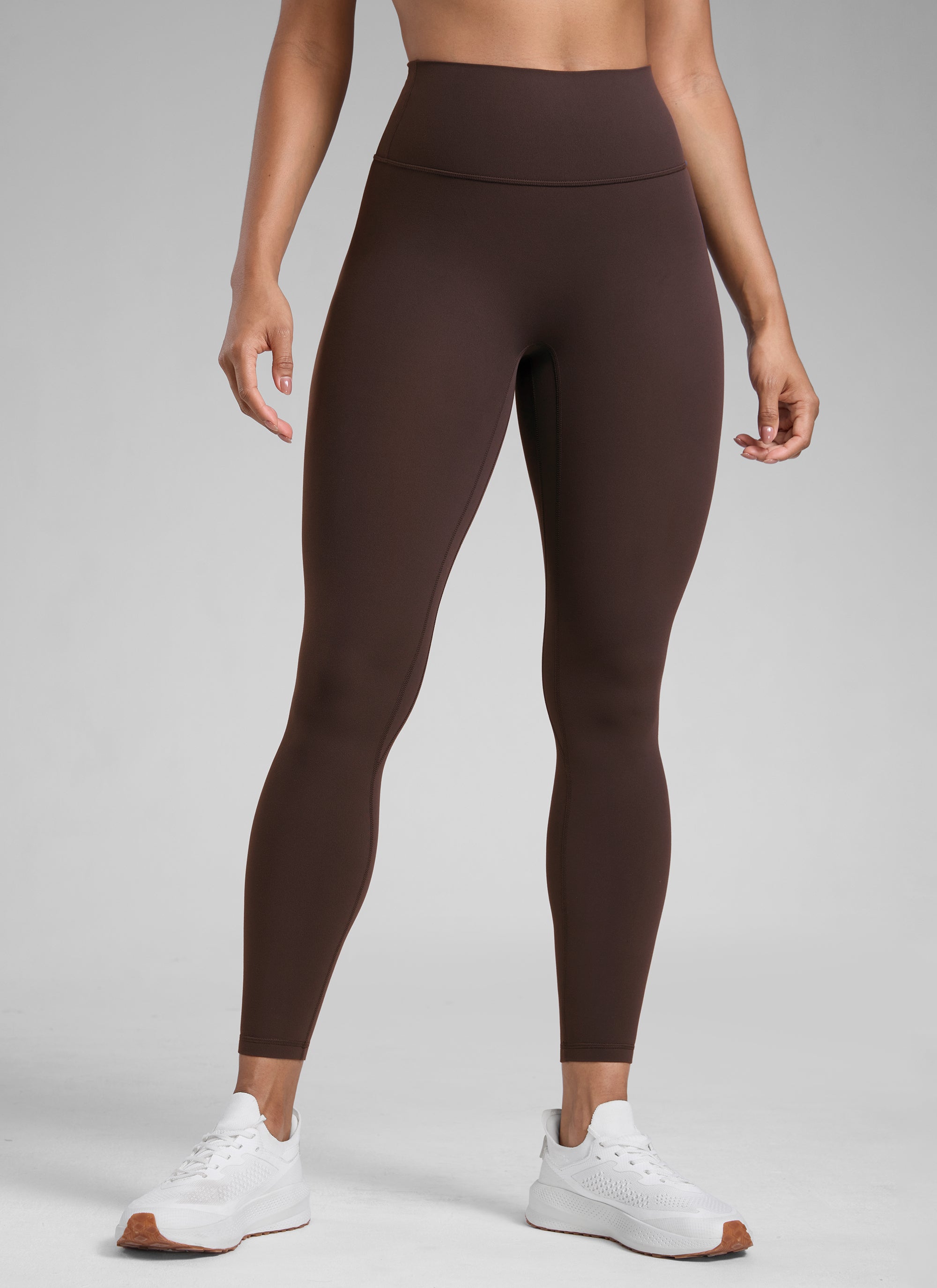 CRZ YOGA Wanita Butterlift Seluar Legging Punggung Berkerut Tinggi Tanpa Jahitan Depan Coklat Fudge Panas